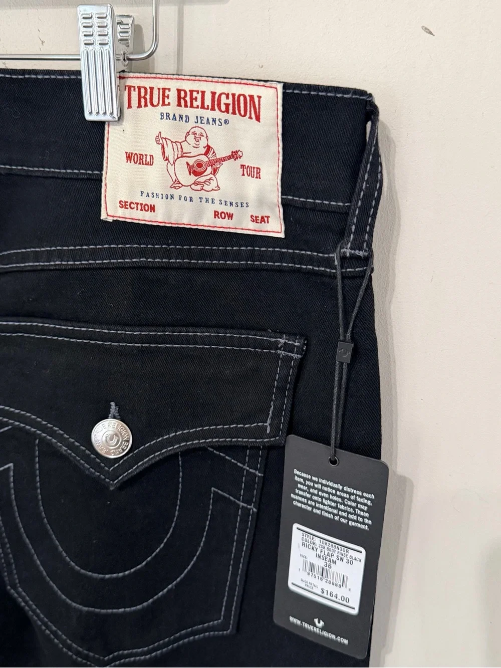 True Religion Men’s Ricky Straight Black Classic Jeans